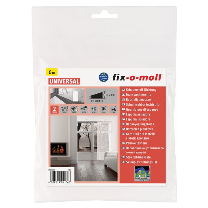Image of Fix-O-Moll Schaumstoff-Dichtung 10 x 4 mm, 6 m Dichtung