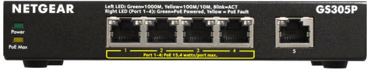 Netgear GS305P-100PES 5-port PoE Gigabit Ethernet Unmanaged Switch GS305P-100PES 5-port PoE Gigabit Ethernet Unmanaged Switch Netgear 785300128644 Photo no. 1