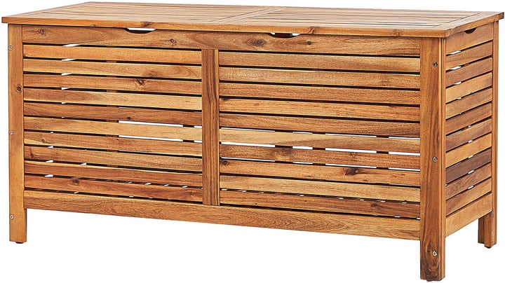 Image of Beliani Auflagenbox Akazienholz hellbraun 130 x 48 cm RIVIERA Kissenbox