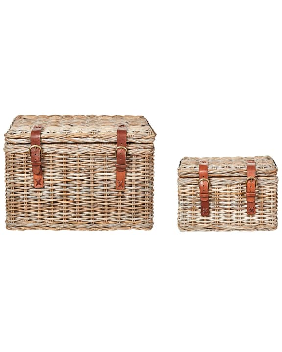 Image of Beliani Aufbewahrungsbox mit Deckel Rattan naturfarben 2er Set IRBID Accessoires