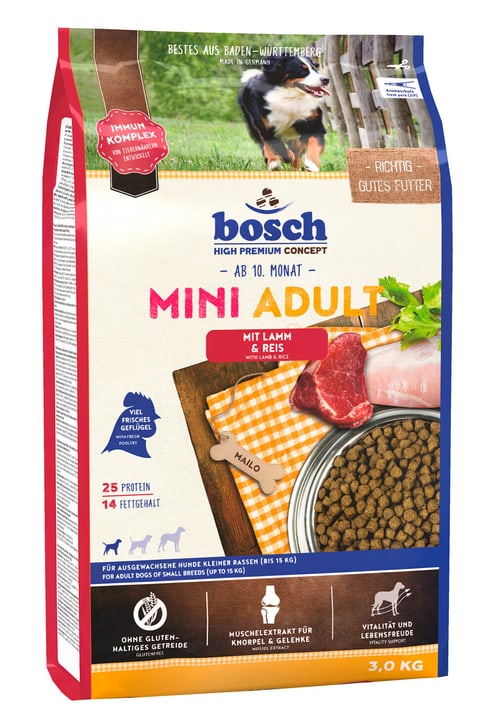 Image of bosch HPC Mini Adult Lamm & Reis, 3 kg Trockenfutter