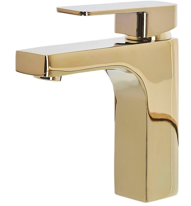 Image of Beliani Wasserhahn Einhandmischer Messing gold IRUPU Waschtischarmatur