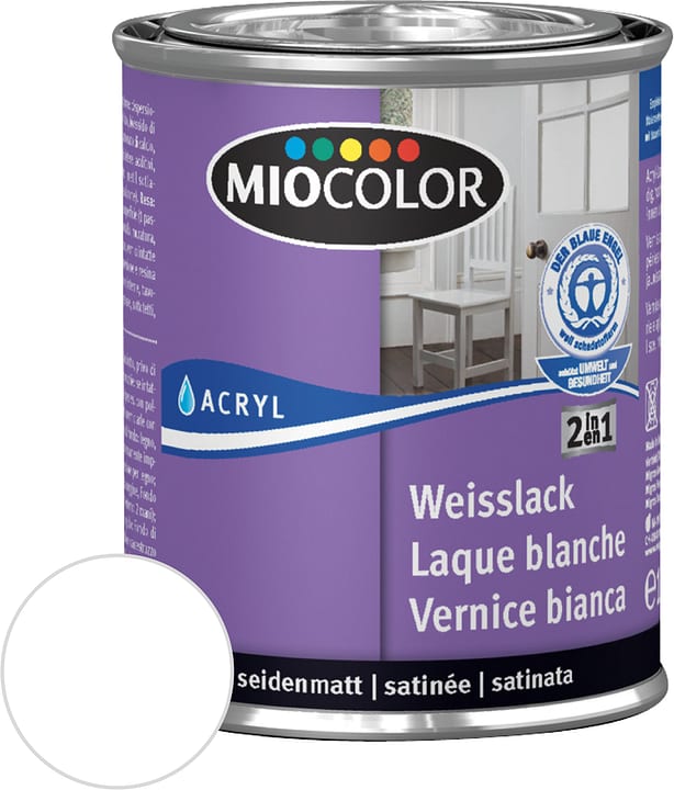 Image of Miocolor Acryl Weisslack seidenmatt weiss 125 ml bei Do it + Garden von Migros