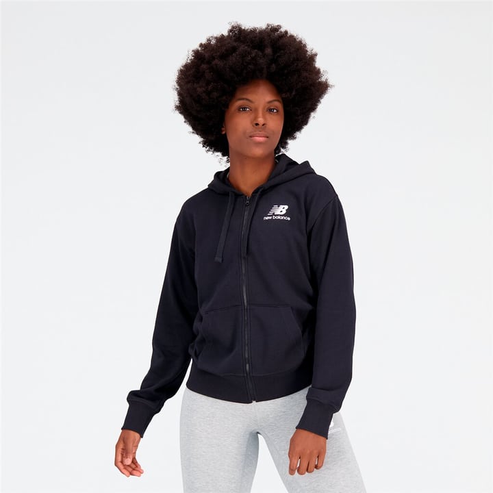 Image of New Balance W Essentials Stacked Logo Full Zip Hoodie Jacke schwarz
