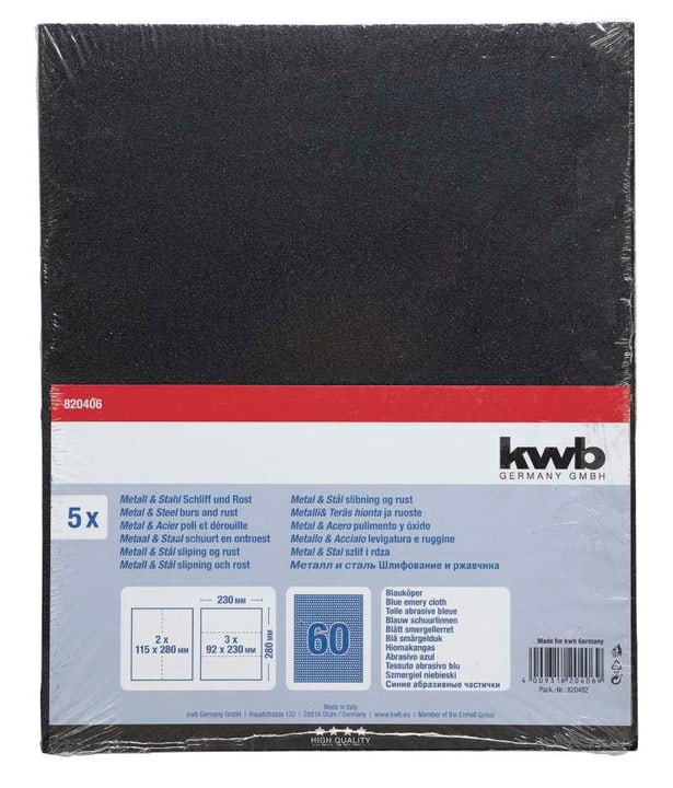 Image of kwb Schleifbogen Blauköper K 60, 5 Stk. Schleifpapier