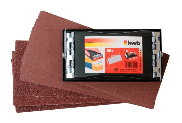 Image of kwb PROFI Handschleifer-Set, mit 50 Schleifstreifen Zubehör Schleifen