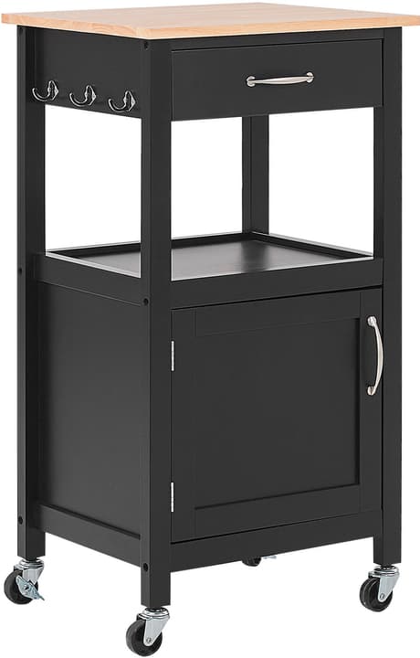 Image of Beliani Servierwagen schwarz / heller Holzfarbton mit Schublade SIENA