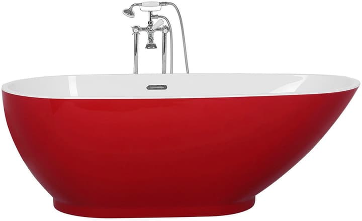 Image of Beliani Badewanne freistehend rot oval 170 x 80 cm GUIANA Freistehende