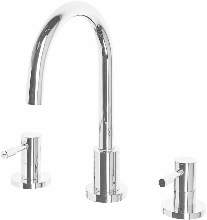 Image of Beliani Wasserhahn 3-Loch Waschtischarmatur Messing silber SIPI Badewannenarmatur