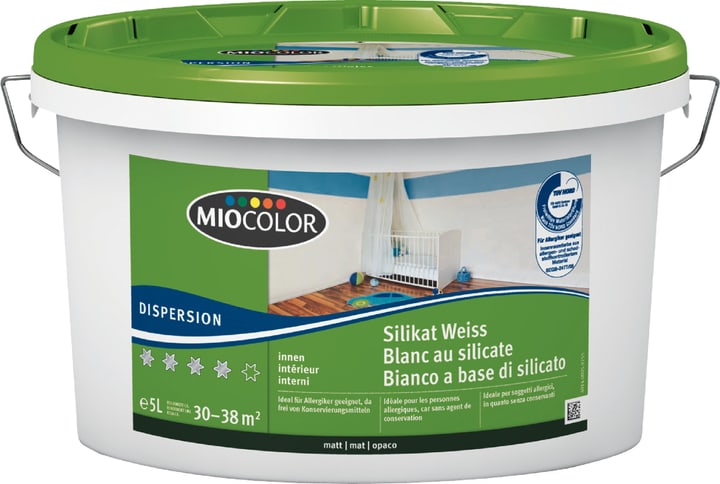 Miocolor Dispersion Silikat weiss für Allergiker Dispersion Silikat weiss für Allergiker Miocolor 660731000000 Farbe Weiss Inhalt 5.0 l Bild Nr. 1
