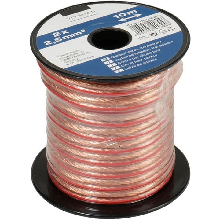 Vivanco Câble audio, câble haut-parleur, transparent 2x 2,5 mm², 10,0 m Câble audio Câble audio, câble haut-parleur, transparent 2x 2,5 mm², 10,0 m Câble audio Vivanco 770816800000 Photo no. 1