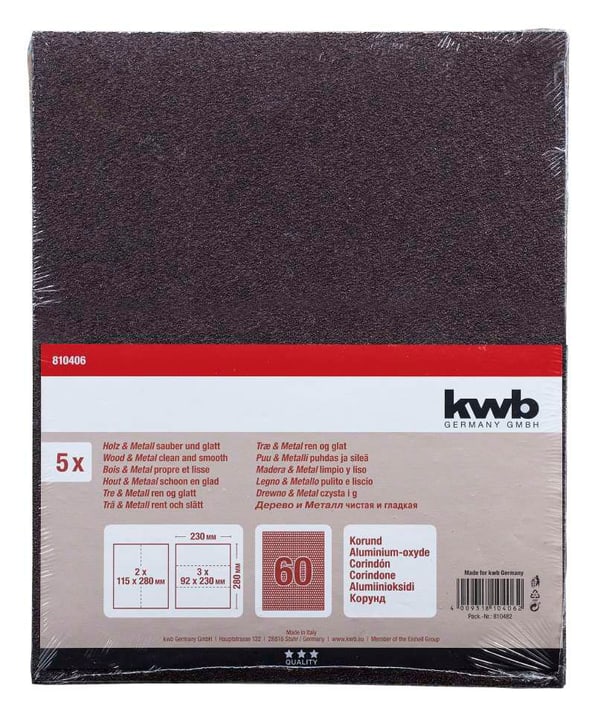 Image of kwb Schleifbogen Korund K 60, 5 Stk. Schleifpapier