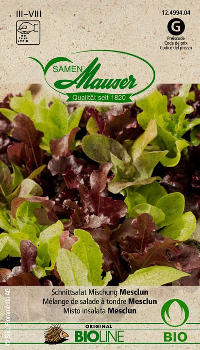 Samen Mauser Bourgéon BIO Cutalate mélange Mesclun Semences de legumes