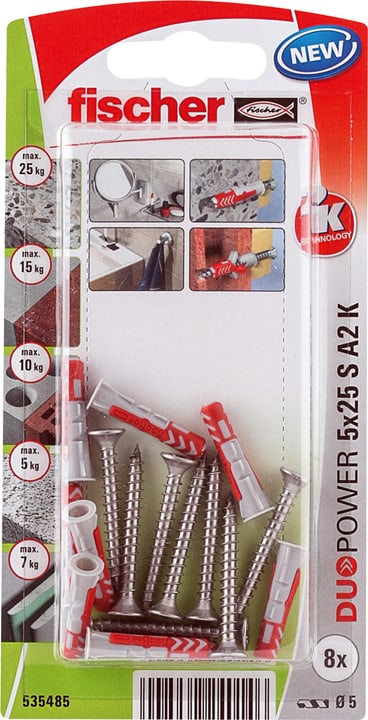 Image of fischer DUOPOWER 5 x 25 inkl. Schrauben A2 Universaldübel bei Do it + Garden von Migros