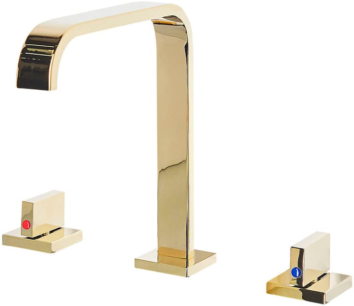 Image of Beliani Wasserhahn 3-Loch Waschtischarmatur Messing gold KAGERA Badewannenarmatur
