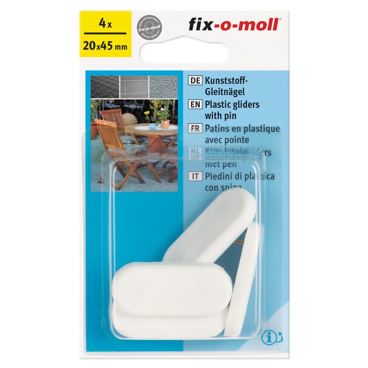 Image of Fix-O-Moll Kunststoffgleiter mit Stift 4 mm / 20 x 45