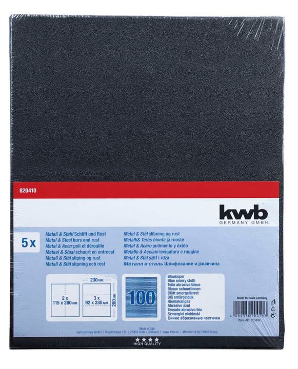 Image of kwb Schleifbogen Blauköper K 100, 5 Stk. Schleifpapier