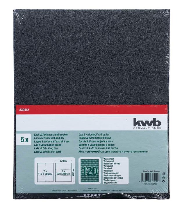 Image of kwb Schleifbogen Wasserfest K 120, 5 Stk. Schleifpapier