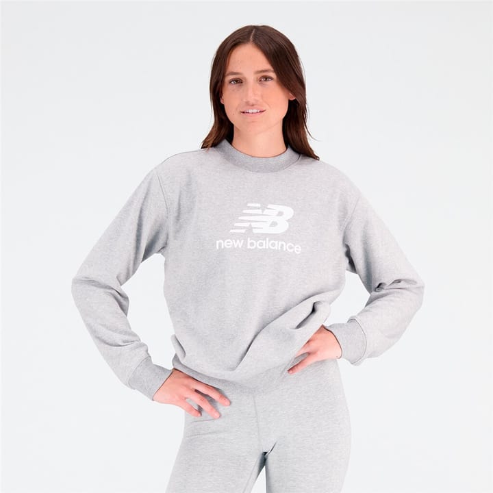 Image of New Balance W Essentials Stacked Logo Crew Sweatshirt hellgrau