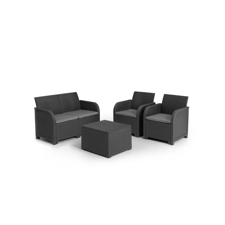 Keter Rosalie Set, 2 Sessel + 1 Sofa inkl. Kissen, graphite Sitzgruppe