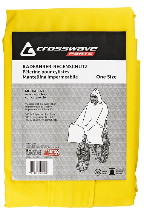 Image of Crosswave Fahrrad-Regenpelerine Erwachsene Regenponcho gelb