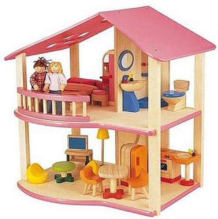 JurciCat Miniatur Sofa Für Puppenhaus - Holz Möbel Mit Kissen Im Maßstab 1:12