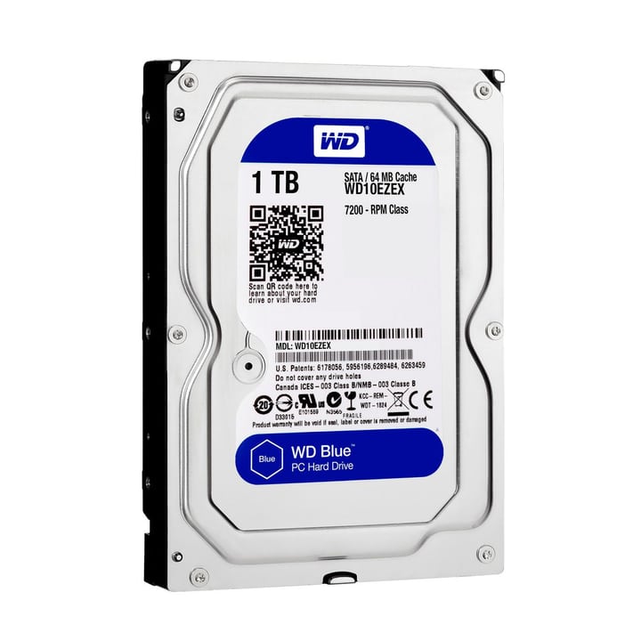 Western Digital Blue 1To SATA 3.5" 7200 Disque Dur Interne HDD Blue 1To SATA 3.5" 7200 Disque Dur Interne HDD Western Digital 785300124383 Photo no. 1
