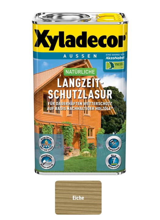 XYLADECOR nat. smalto protezione a lungo termine Quercia chiaro 2.5 l nat. smalto protezione a lungo termine Quercia chiaro 2.5 l XYLADECOR 661778200000 Colore Quercia chiaro Contenuto 2.5 l N. figura 1