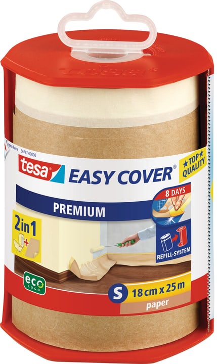 Image of Tesa Easy Cover® PREMIUM Paper ecoLogo® S, gefüllter Abroller 25m:180mm Malerbänder