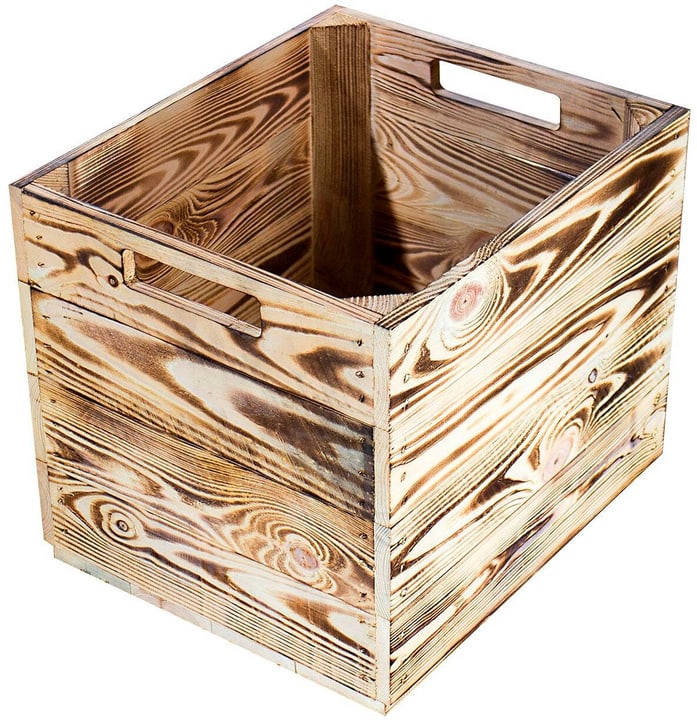 Image of HolzZollhaus Aufbewahrungskiste Vintage geflammt 33 x 38 cm, Hellbraun Holzkiste