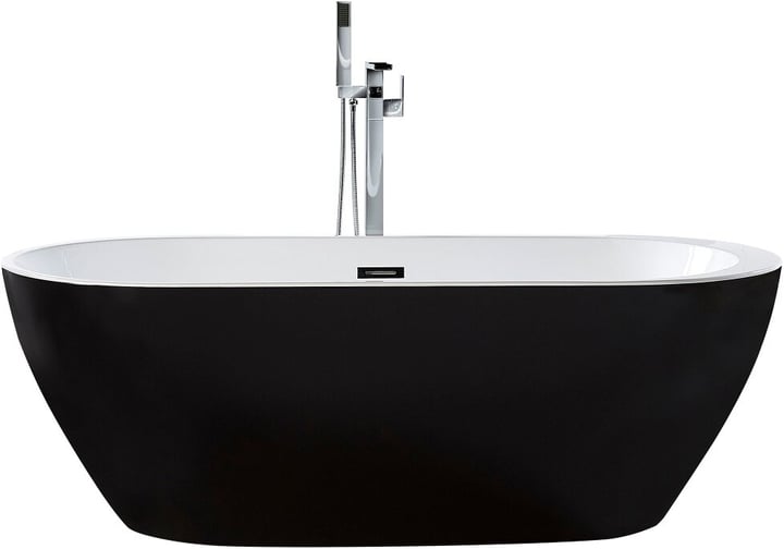 Image of Beliani Badewanne freistehend schwarz oval 150 x 75 cm NEVIS Freistehende