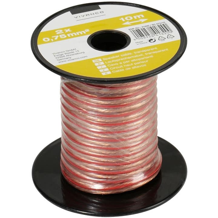Vivanco Cavo audio, cavo per altoparlante, trasparente 2x 0,75 mm², 10,0 m Cavo audio Cavo audio, cavo per altoparlante, trasparente 2x 0,75 mm², 10,0 m Cavo audio Vivanco 770817000000 N. figura 1