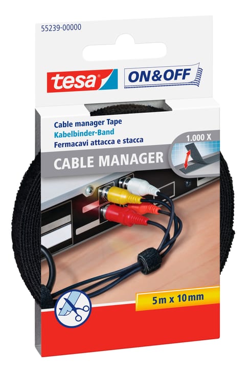 Image of Tesa On & Off® Universal Kabelbinder 10mm:500cm schwarz Klebebänder