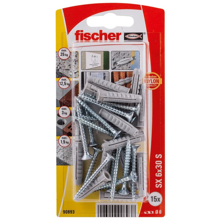 fischer Tassello nylon SX 6 x 30 con vite Tassello nylon SX 6 x 30 con vite fischer 605414500000 N. figura 1
