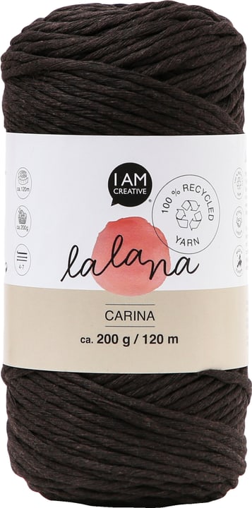 Image of Carina brown, Lalana Garn für Häkeln, Stricken, Weben & Makramee Projekte, Braun, 3 mm x ca. 120 m, 200 g, 1 Strang Wolle