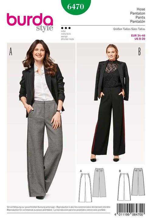 burda Patron de couture, pantalon Patron de Couture