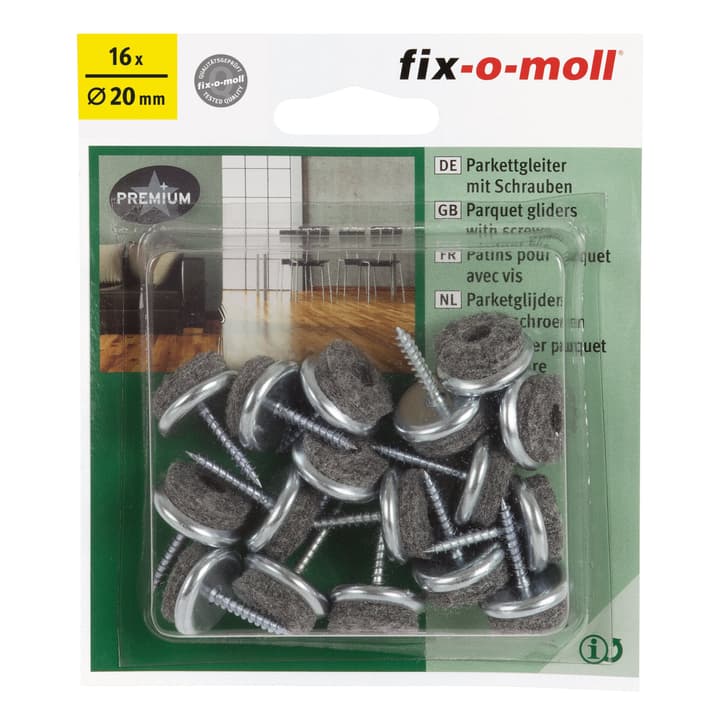 Image of Fix-O-Moll Parkettgleiter mit Schraube 5 mm / Ø 20 16 x
