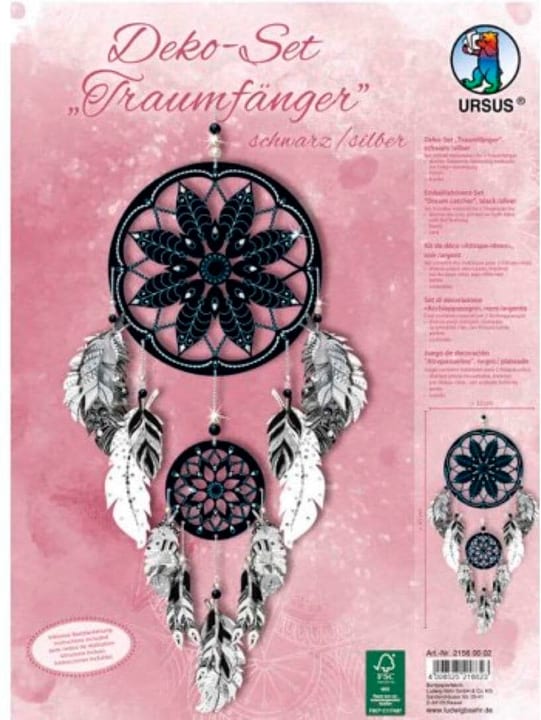 Image of URSUS Bastelset Traumfänger, Schwarz/Silber, 2 Stück