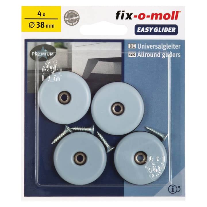 Image of Fix-O-Moll Universalgleiter mit Schrauben 5 mm / Ø 38 4 x