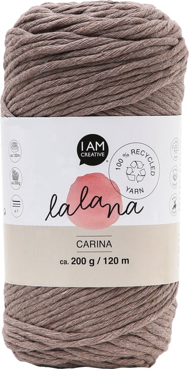 Image of Carina coffee, Lalana Garn für Häkeln, Stricken, Weben & Makramee Projekte, Braun, 3 mm x ca. 120 m, 200 g, 1 Strang Wolle
