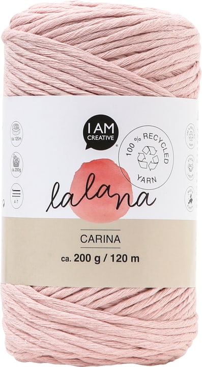 Image of Carina powder, Lalana Garn für Häkeln, Stricken, Weben & Makramee Projekte, Rosa, 3 mm x ca. 120 m, 200 g, 1 Strang Wolle
