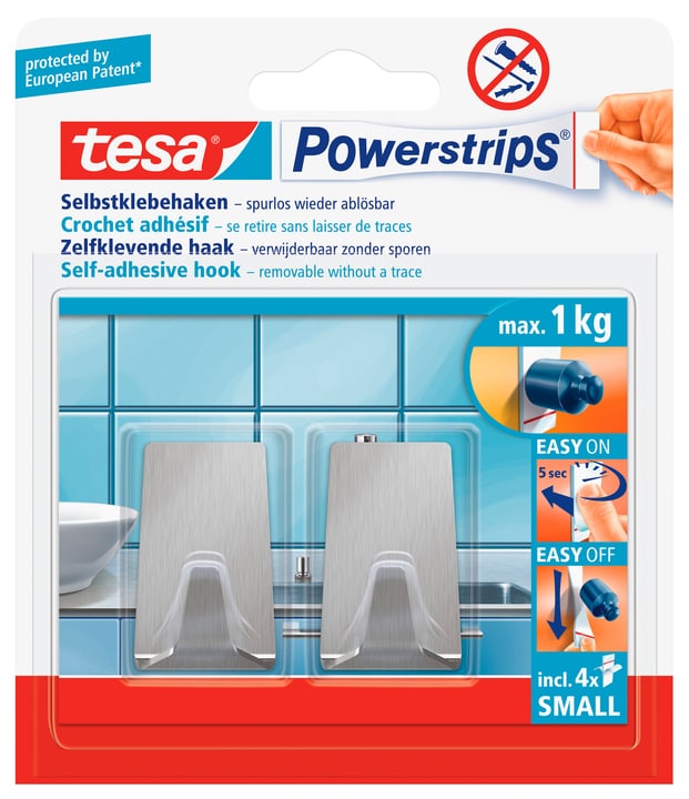 Tesa Powerstrips crochet small rectangulaire Crochet adhésif