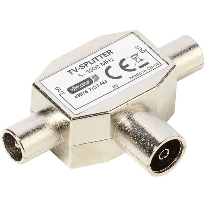 Vivanco TV 2x distribuzione 1x accoppiamento coassiale <-> 2x spina coassiale, schermata distributore di antenne TV 2x distribuzione 1x accoppiamento coassiale <-> 2x spina coassiale, schermata distributore di antenne Vivanco 770816500000 N. figura 1