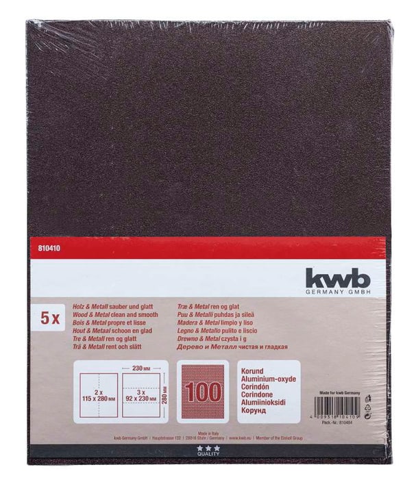 Image of kwb Schleifbogen Korund K 100, 5 Stk. Schleifpapier