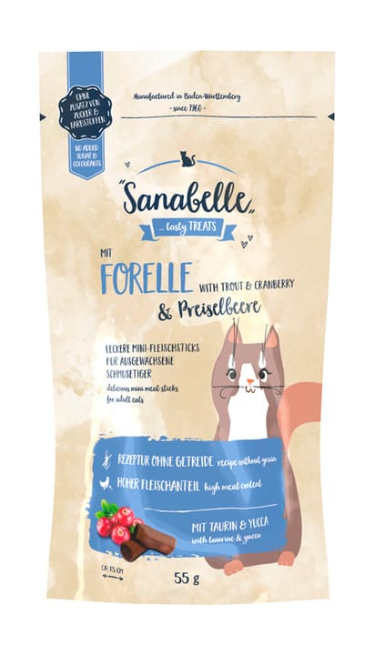 Sanabelle Snack per gatti Trota e mirtilli rossi, 0,055 kg