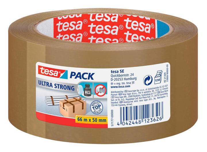 Image of Tesa tesapack® ultra strong 66m:50mm braun Klebebänder