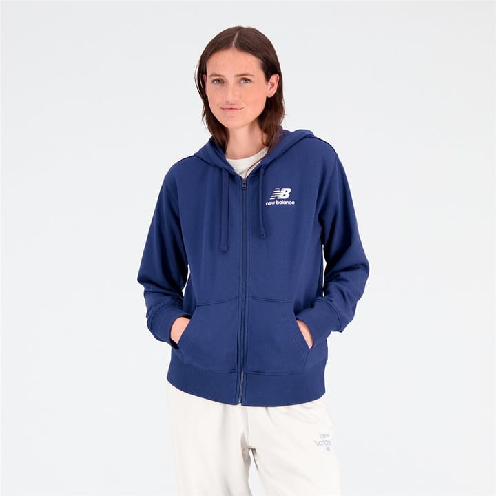 Image of New Balance W Essentials Stacked Logo Full Zip Hoodie Jacke dunkelblau