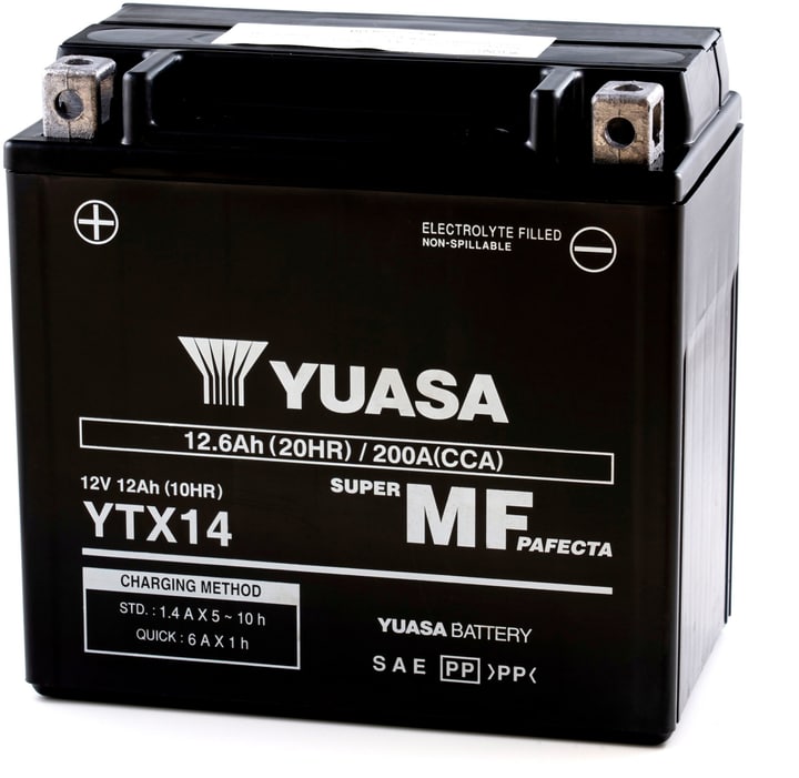 YUASA Batterie AGM 12V/12.6Ah/200A Batterie moto