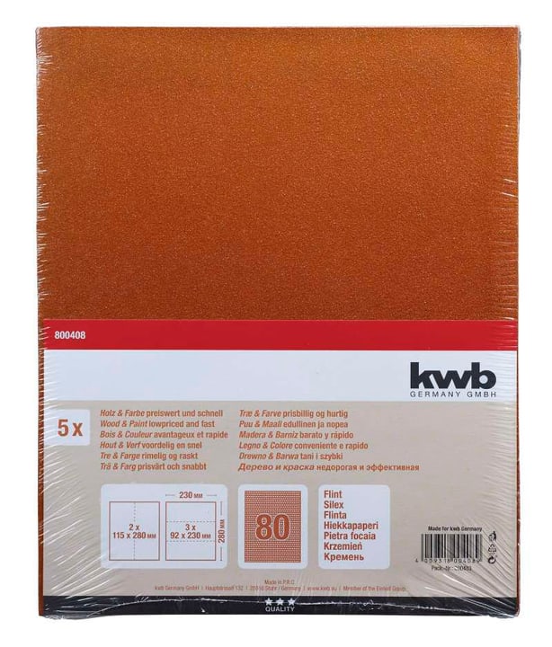 Image of kwb Schleifbogen Flint K 80, 5 Stk. Schleifpapier