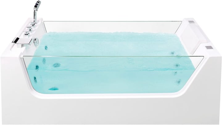 Image of Beliani Whirlpool Badewanne weiss freistehend rechteckig 170 x 80 cm OYON Freistehende